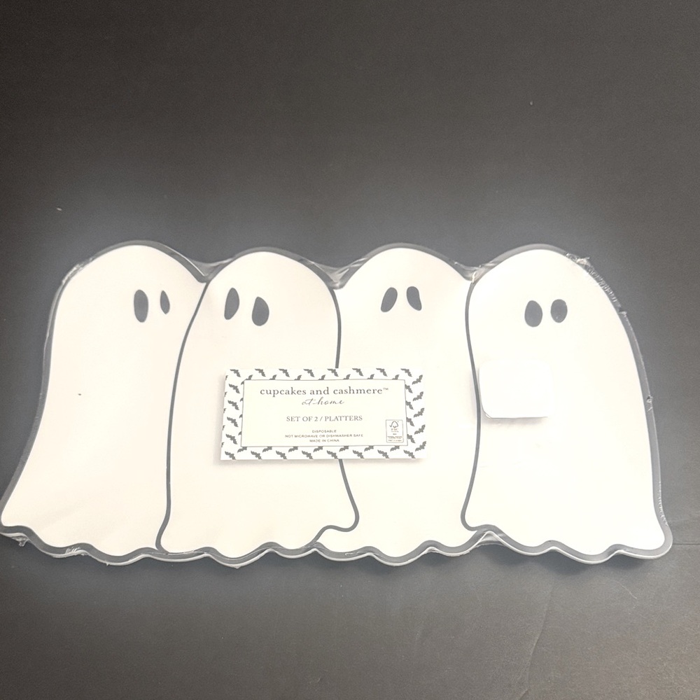 2pc Cupcakes & Cashmere Disposable Ghost Platter Set - White